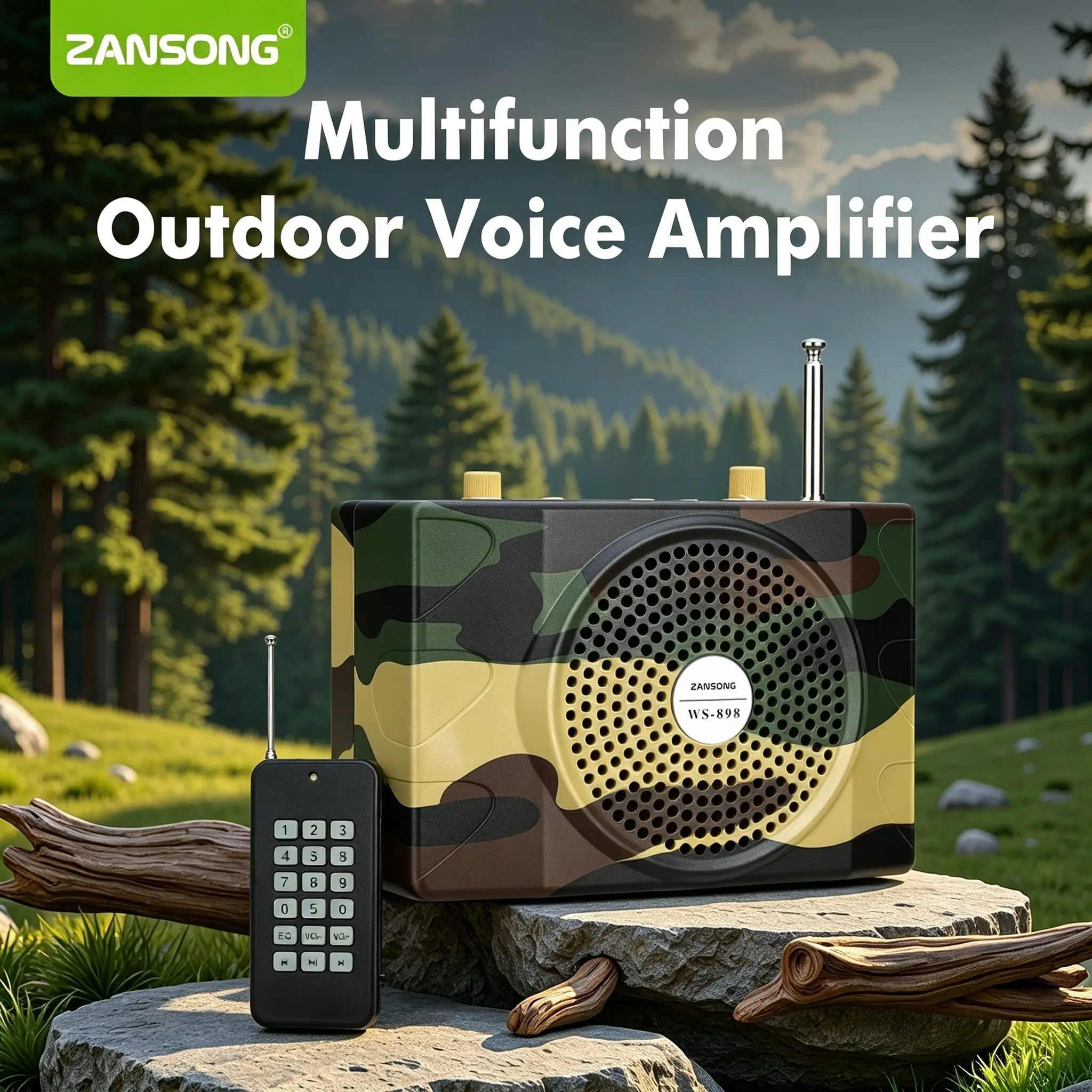 Ws898Pro Camouflage Bird Caller/Bluetooth Amplifier/Rechargeable Remote Control Player/Free Headset Microphone/Multi-Function Small Speaker