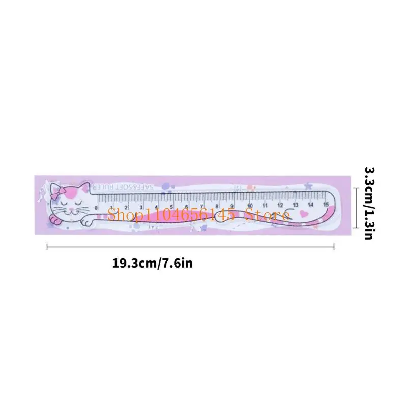 5asd 15cm Straight Ruler Lovely Cats Ruler Soft Ruler with Scale for Teaching
