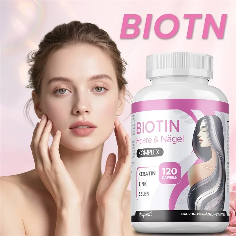 

Biotin Capsules - for Hair, Nails and Skin Health, Hair Growth Supplement, Anti-aging, Whitening, Non-GMO