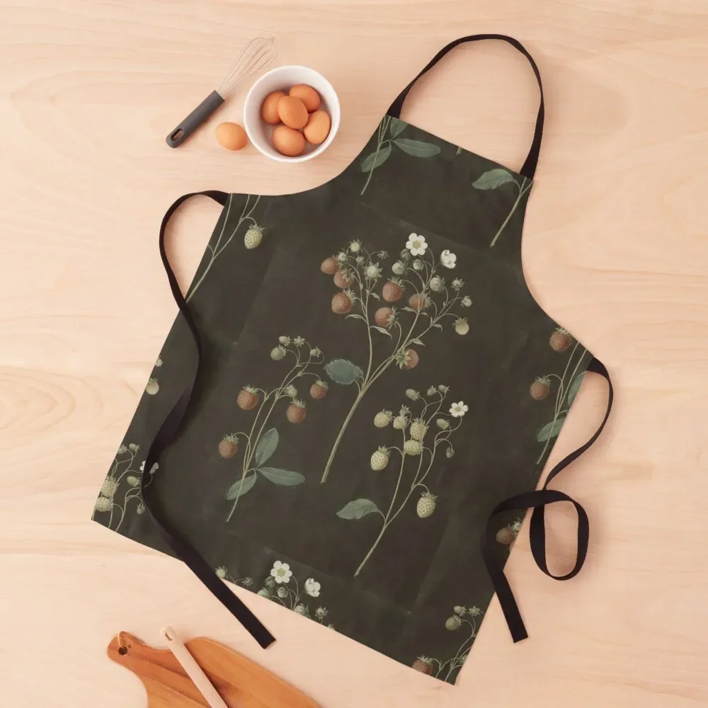 Botanical Wild Strawberry Apron cookings for women Chef jacket men Apron