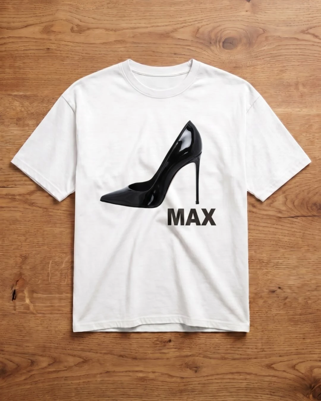 Korean Style Women's White T-shirt Paired with Black Patent Leather High Heels Letter Print T-shirt Casual Loose Fashion Top