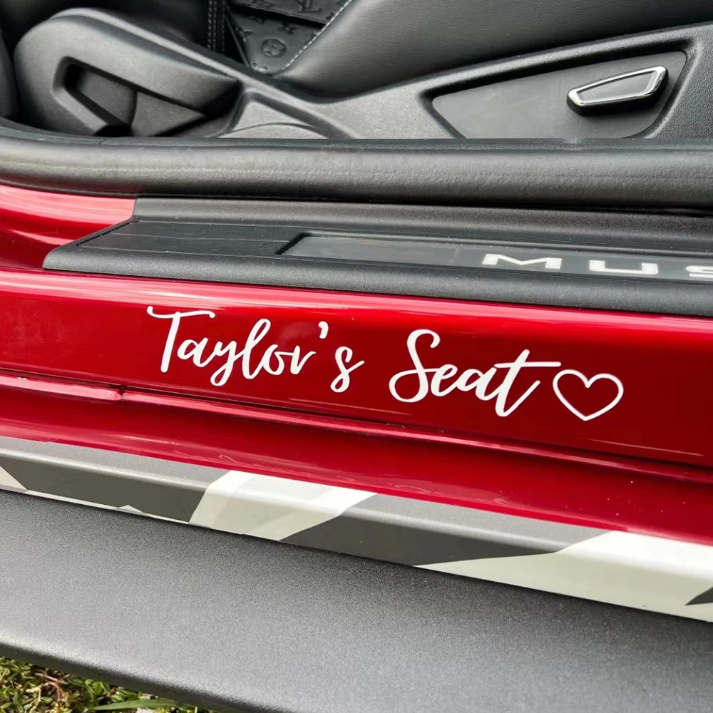 2 Pcs Wedding Car Custom Name Decal Name Seat Sign Stickers for Wedding Reception Vinyl Letters Stickers