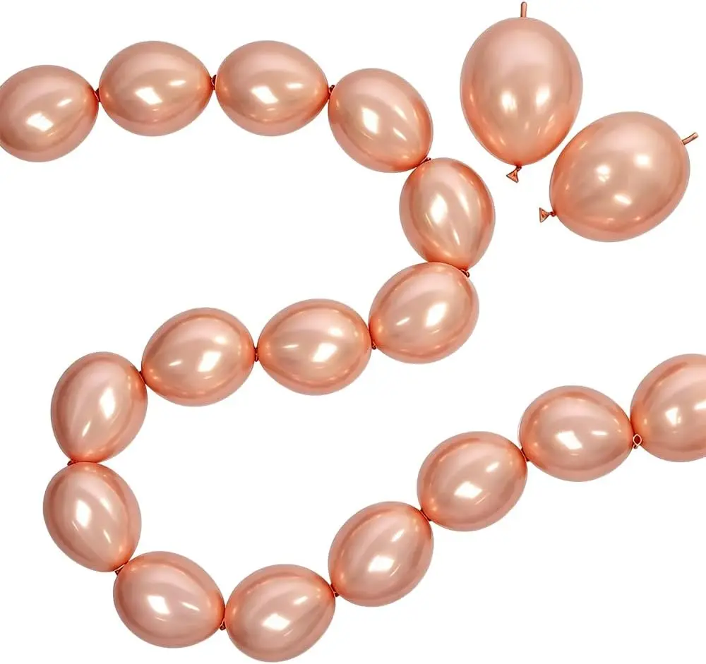 IN-JOOYAA 100 Pcs Rose Gold Linking Balloons 6 Inch Quick Link Balloons