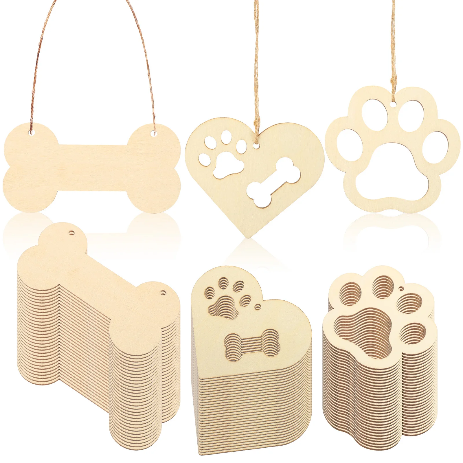 

1 set Wooden Cutouts For Diy Painting Craft Thanksgiving Decor Dog Bone Cutouts Wood Tag Blank Diy Gift Tag Writable Wooden