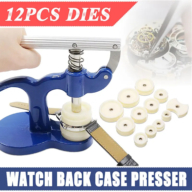 

Watch Case Press Watch Back Case Cover Press Closer Watchmaker Presser Repair Tools With 12 Dies