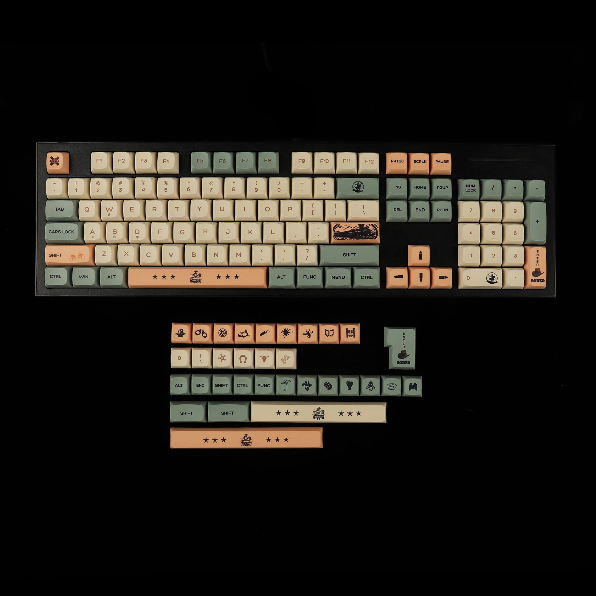 

Cowboys Style 136 Keys Dye Sub PBT Keycaps ZDA Profile XDA v2 For MX Switches Keyboard 104 96 84 68 64