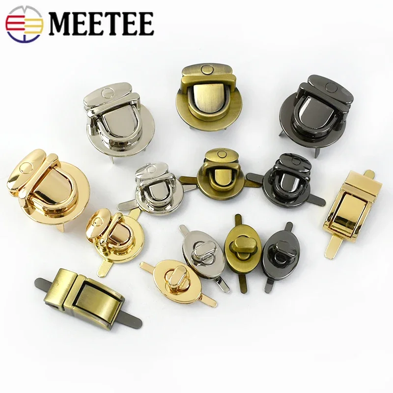 2pcs Meetee Luggage Mortise Lock Turn Twist Closure Buckles Bag Purse Hardware DIY Handmade Purses Part Leather Craft Accessory