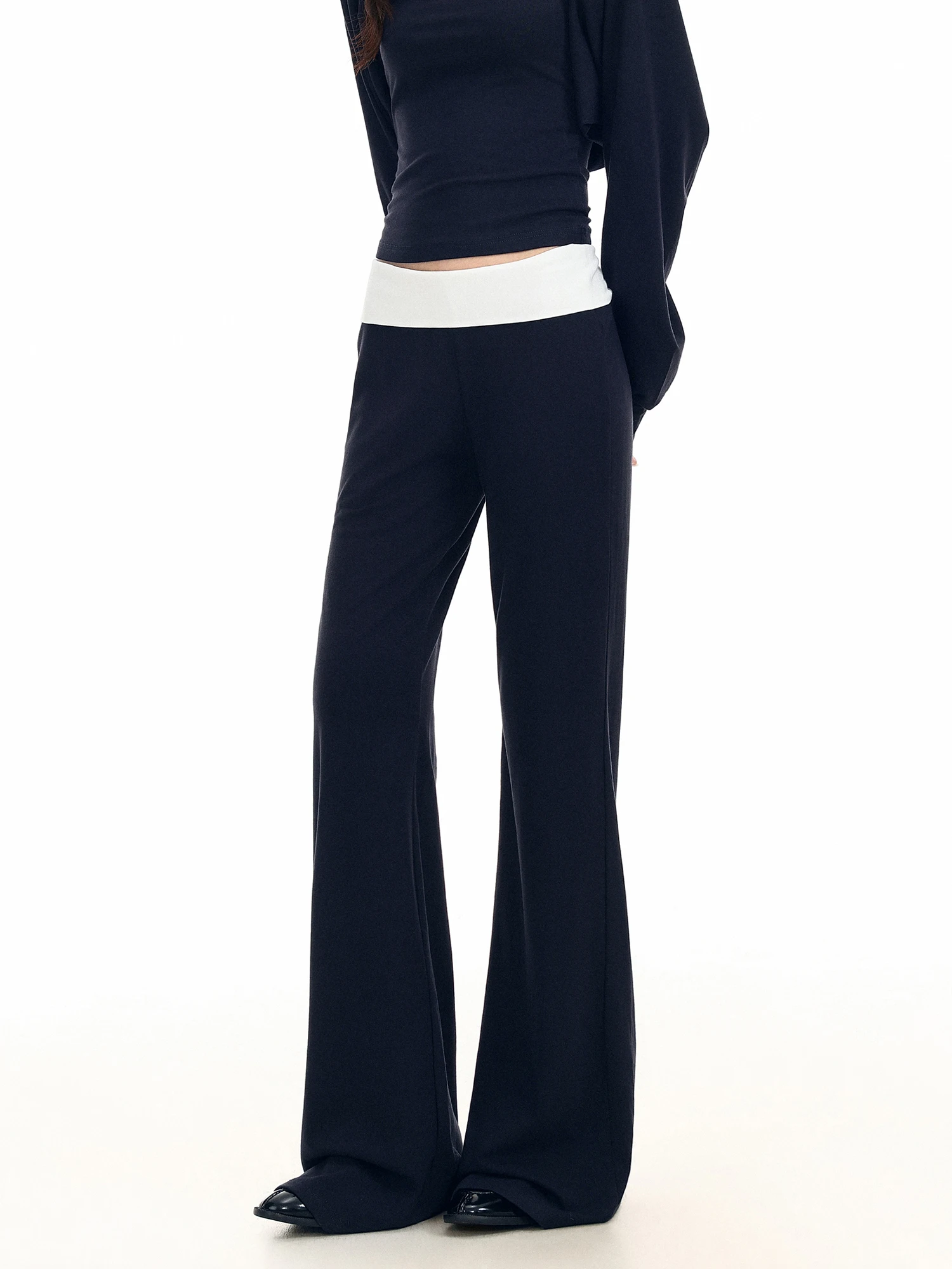 Casual Wide Leg Pants Women's Micro Flared Loose Fit Trousers Low Waist Draping Slimming Floor Length Pants High Waist Elasti...
