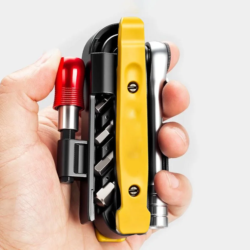 Compact Bike & Motorcycle Repair Tool Set with Mini Ratchet Wrench, Tire Levers, Ultralight Emergency Cycling Multitool
