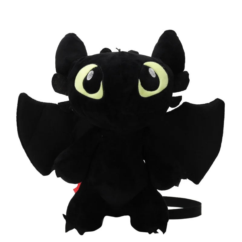 Funny Dragon Black Toothless Cosplay Anime Cartoon Portable Black Cute Lady Plush Doll Backbag Cartoon Small Shoulder Doll Bag