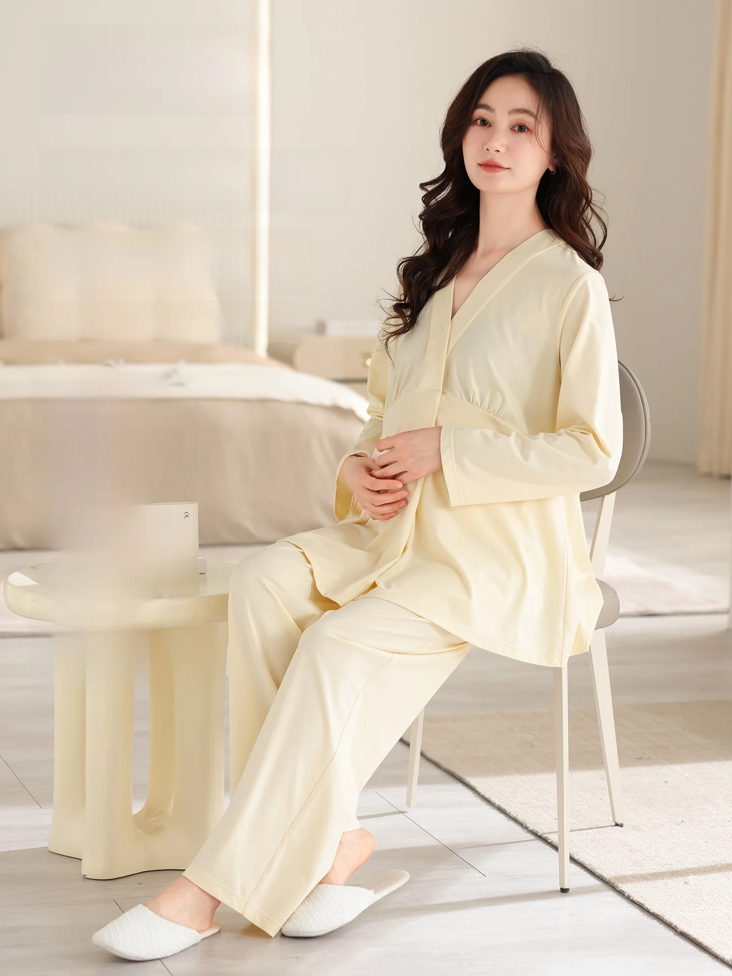 breathable-thin-cotton-summer-maternity-nightgown-feeding-sleepwear-pure-cotton-sweat-absorbent-home-clothes-for-pregnant-women