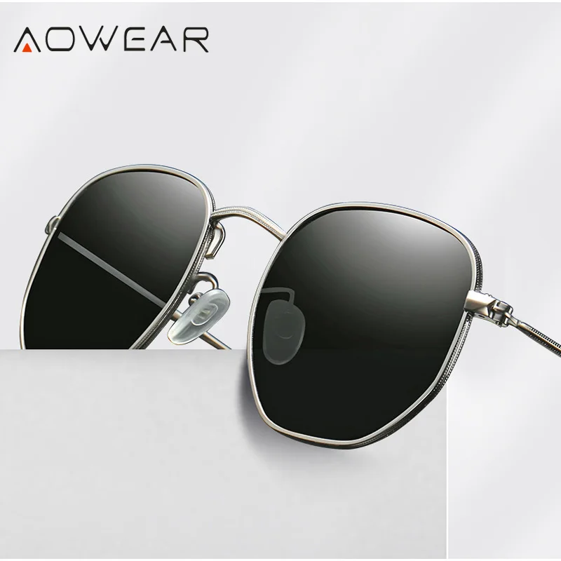 AOWEAR Polarized Polygon Sunglasses Women Luxury Brand Designer Vintage Sun Glasses for Ladies Fashionable Eyewear Gafas De Sol