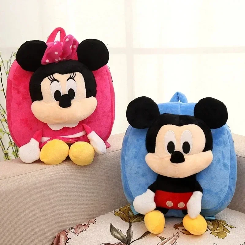 MINISO Disney Creative Children\'s Plush Backpack Mickey Doll Backpack Cute Doll Children\'s Backpack Gift Toys for Kids Girl