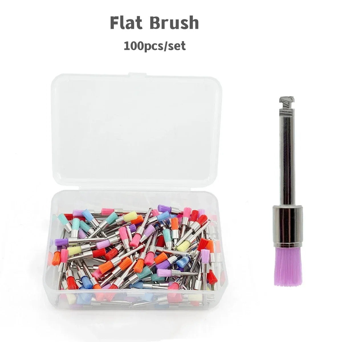 100pcs/box Disposable Nylon Polishing Brush Dental Polisher Brush Head Mixed color Cup brush Flat brush pointy brush