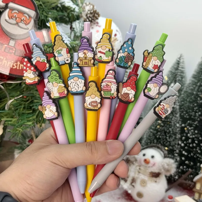 20/30pcs  Creative, simple, cute cartoon Christmas-themed retractable gel pen with festive designs Random Color Campus Design Ba