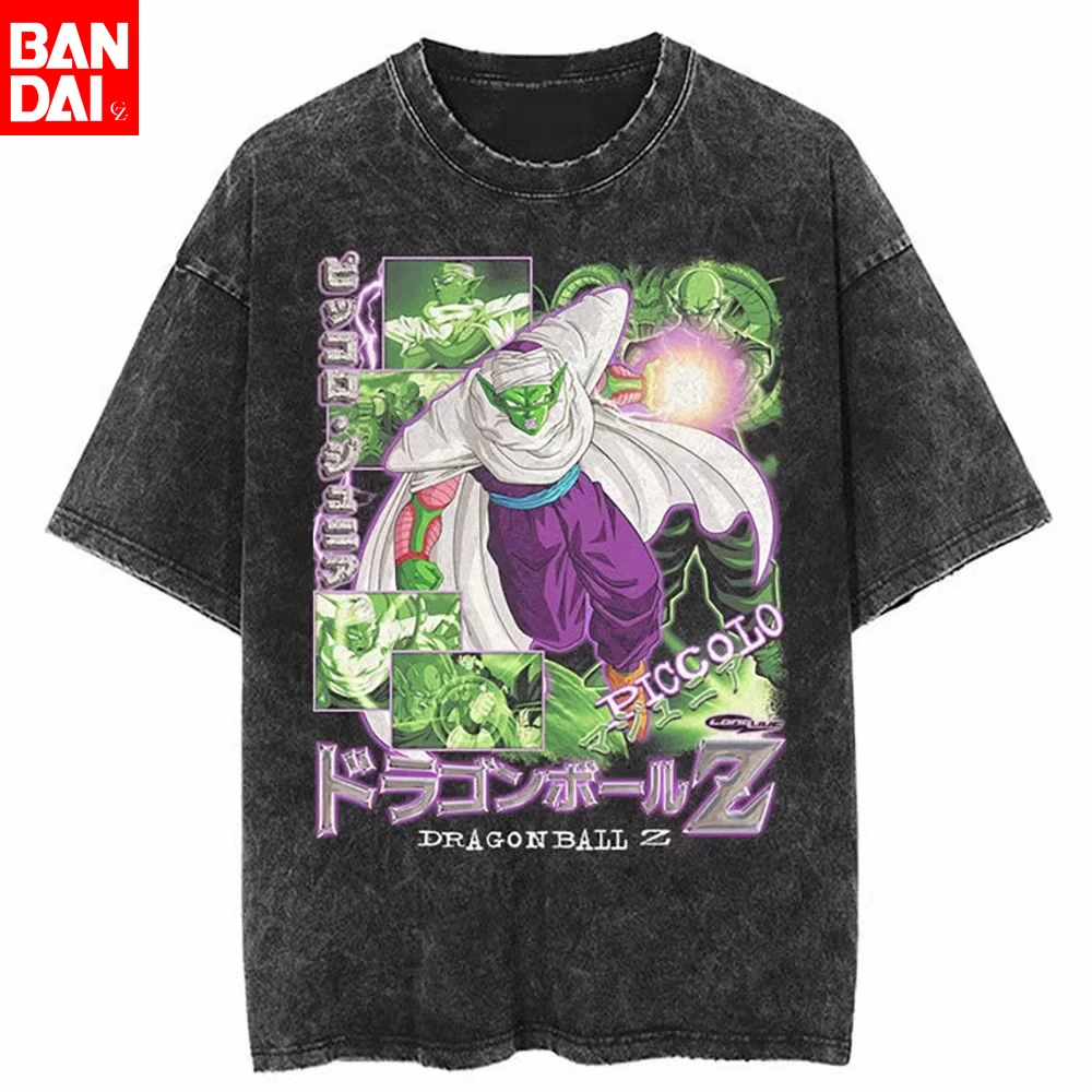

Летняя футболка 2026 года в стиле Dragon Ball: ностальгическая, из 100% хлопка, плотная, с эффектом потертости, ретро, оверсайз, мужская, с принтом Гоку Fusion, унисекс, Y2K