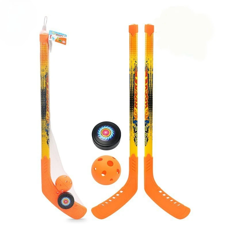 Kids Hockey Stick Set Outdoor Hockey Game with 2 Sticks 1 Ball 1 Puck Safe Sport Training Toy Kid Family Backyard Activity Kit