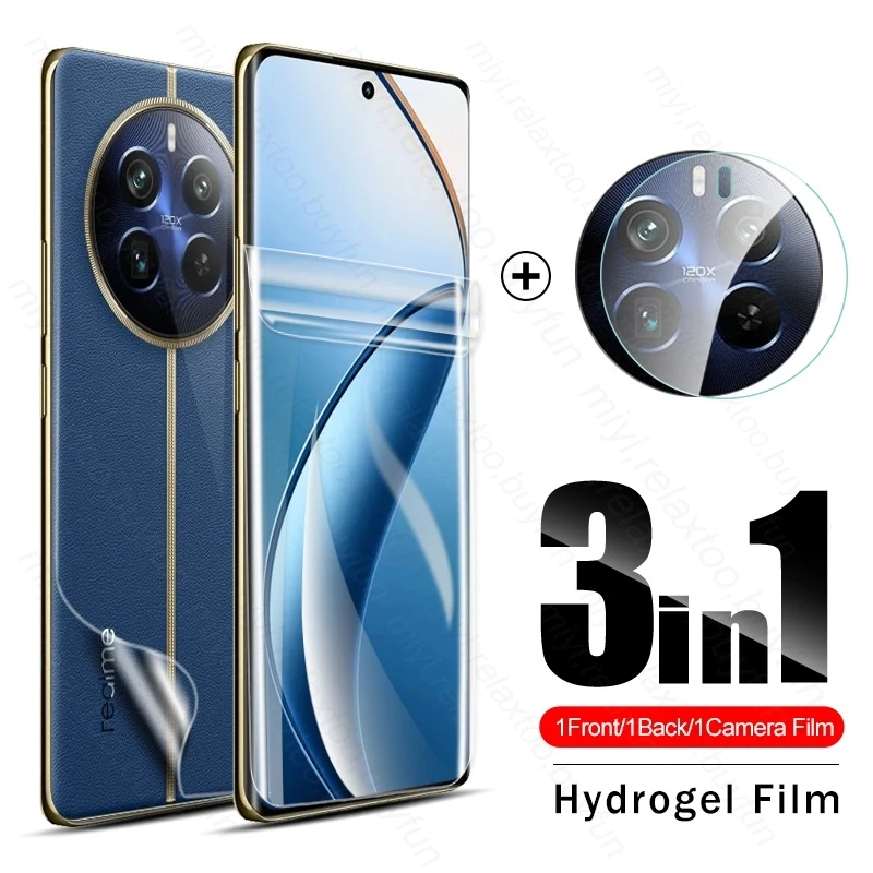 Фотовспышка 3To1 с гидрогелевой фотовспышкой для Realme 12 Pro + фотовспышка со стеклянной фотокамерой Realmi 12 Pro Plus ProPlus Realme12pro + фотовспышка 2024