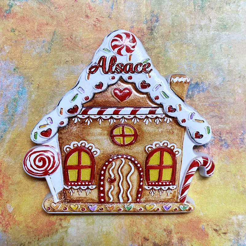 Alsace, France, gingerbread House, 3D refrigerator magnets, tourist souvenirs, hand-painted, home decor, Collection,