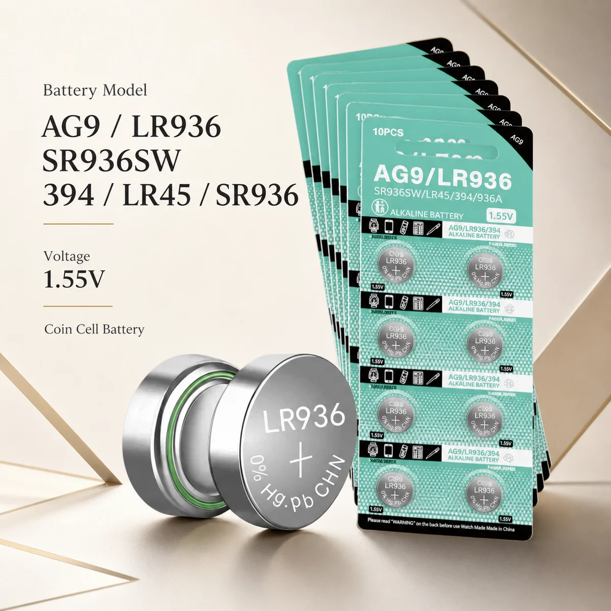 Alkaline Button Cell Replacement Battery AG9 LR936 1.5V 10-200PCS, 394 394A SR936SW L936F For Watch Calculator Thermometer Toy