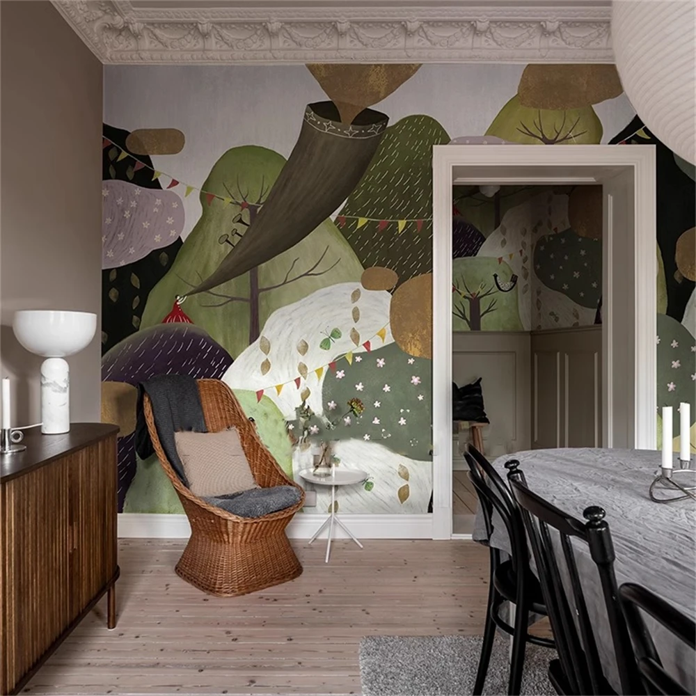 

Custom Photo murals Wallpaper bedroom decor Flower little fairy wall paper for children's room decoration Enchanted Forest mural