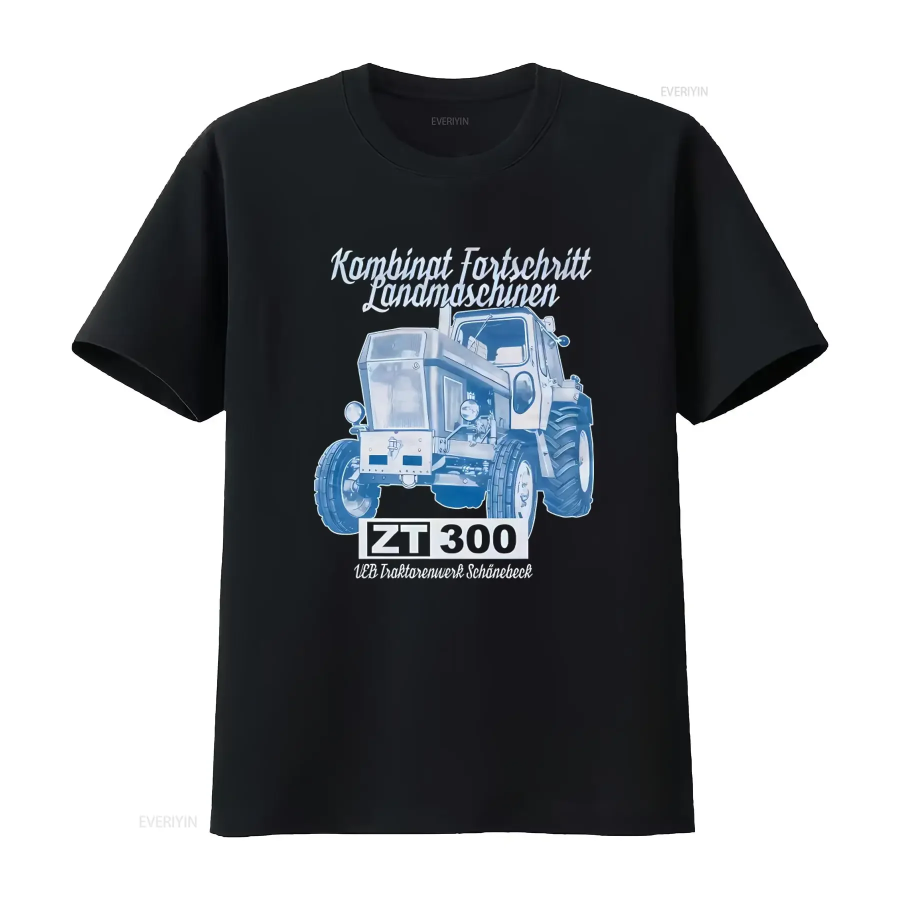 Vintage ZT 300 Tractor T Shirt Blue Design with Kombinat Fortschritt Landmaschinen and IFA LPG Agra Progress Schönebeck Details