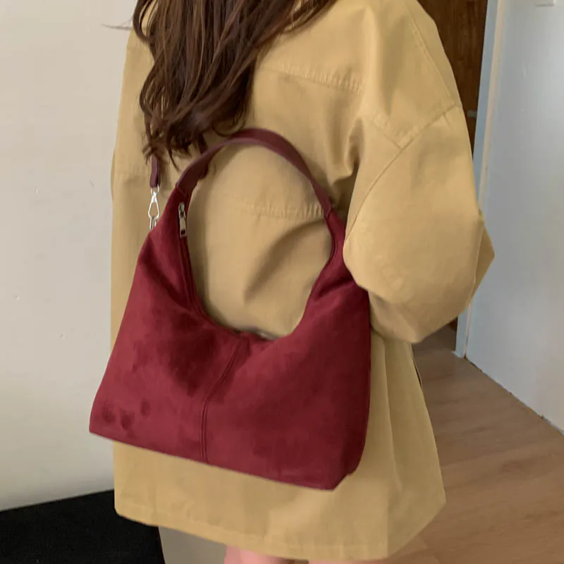 

Women Faux Suede Leisure Tote Handbag Large Capacity Stylish Bucket Bag Trendy Sling Bag Travel Date Work Shoulder Handbag