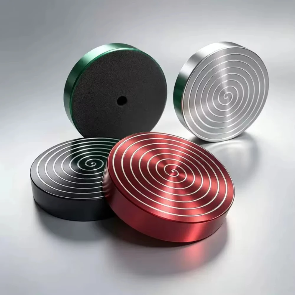 Aluminum Vinyl Record Weight Stabilizer, Turntable Record Clamp with Spiral Speed Pattern, Anti-Slip Pad, 205g, 75x16mm
