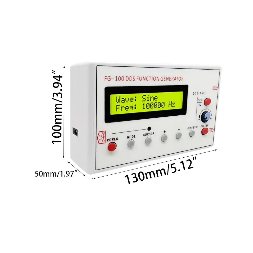 FG-100 FG-200 DDS Função Gerador de Sinal Contador de Frequência 0.01Hz - 500KHz Módulo de Fonte de Sinal Sinusoidal + Quadrado + Forma de Onda de Dente de Serra