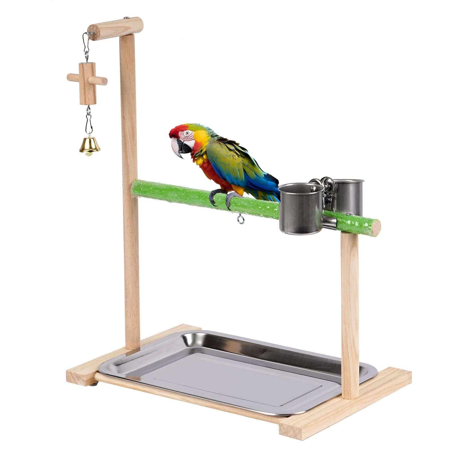 

Wood Parrot Perch Stand - Parrot Climbing Net Birds Training Perch Standing Bird Toy