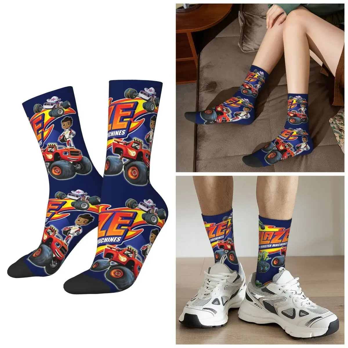 

Носки All Seasons Blaze And The Monster Machines, спортивные носки средней длины в стиле Харадзюку, модные носки для мужчин и женщин, подарки на каждый день