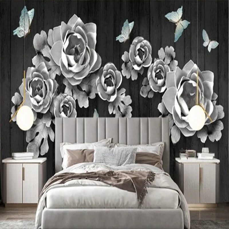 American-Style Hand-Painted Pastoral Butterfly Floral Vintage Wallpaper Mural-Wall Fabric Patterns for Study washable kitchen