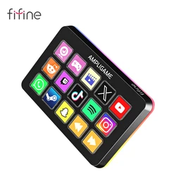 FIFINE Stream Controller with 15 Macro Keys,Streaming Deck with Trigger Actions in App Software OBS/Twitch/YouTube,for Mac&PC-D6