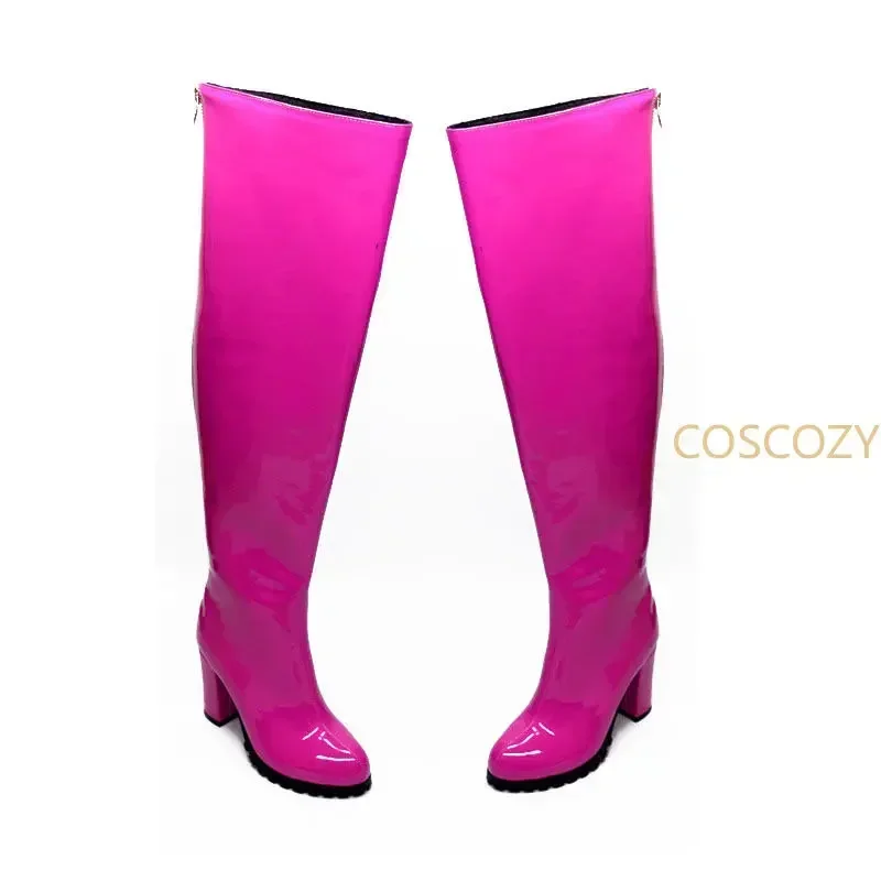 Bottes en cuir PU rose pour femmes, chaussures de cosplay roses Ai Hosh37, Okr No Ko