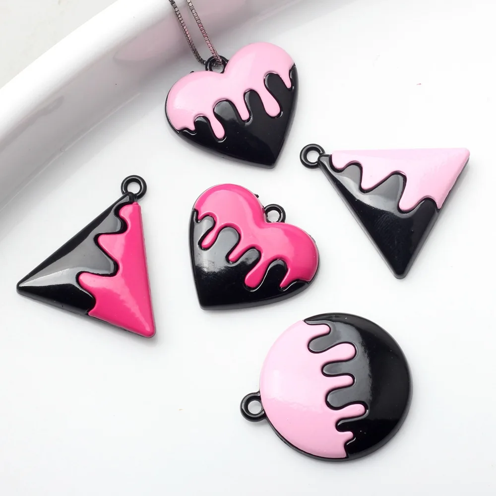 9pcs Alloy Charms Splice Color Triangle Heart Shape Pendant Round For Jewelry Making Handmade DIY Earrings Necklace Ornament