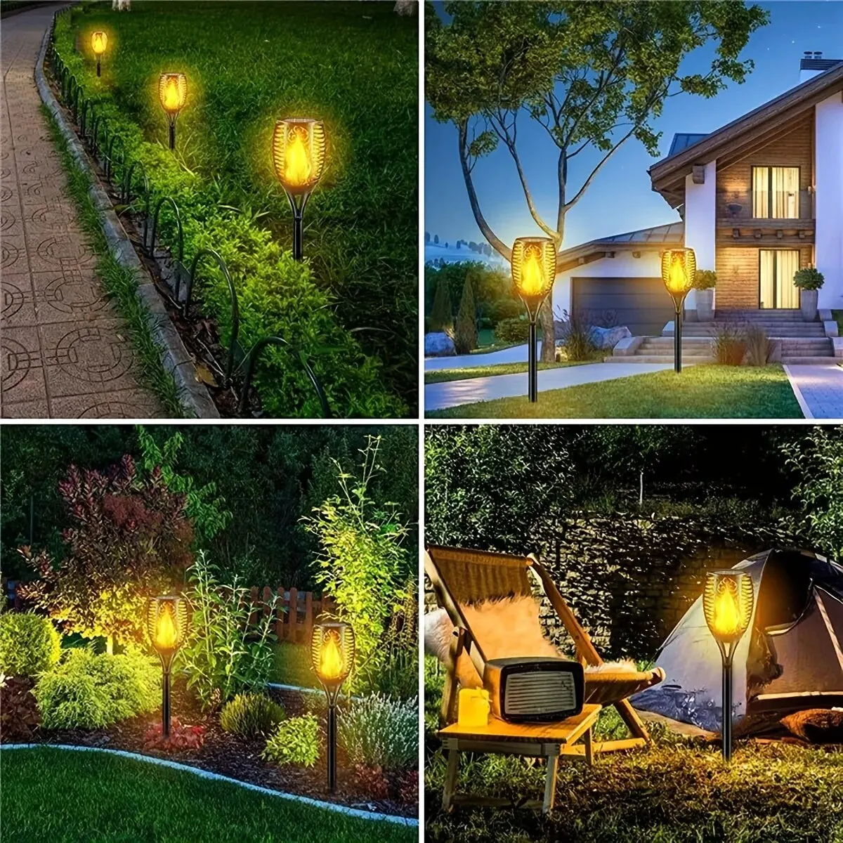 12/96Leds Lamp Solar Flame Torch Light Flickering Light Waterproof Garden Decoration Outdoor Lawn Path Yard Patio Floor Lamp