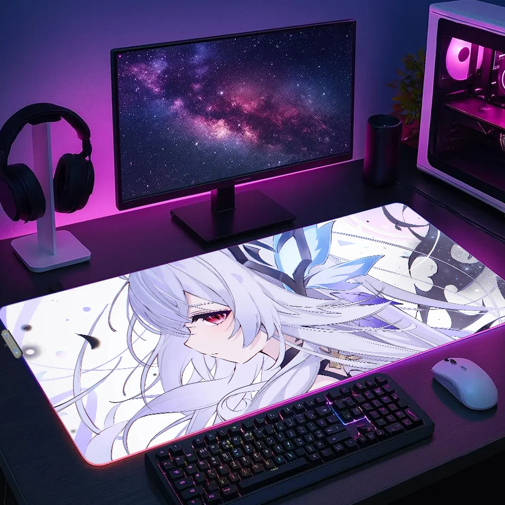 

Игровой коврик для мыши RGB с резиновым покрытием, компьютерный аксессуар, подходит для дома, офиса и игр, противоскользящий коврик.