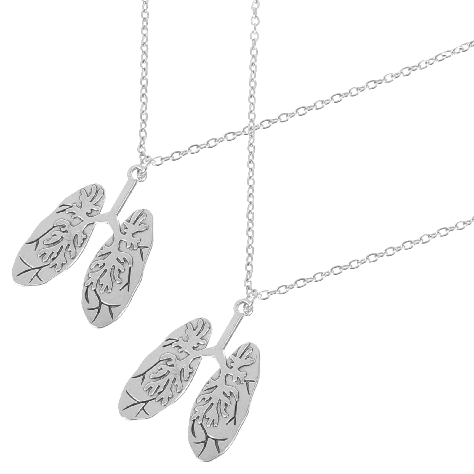 

2pcs Lungs Shape Necklace Simple Elegant Medical Researchers Jewelry Anatomy Representation Pendant Necklace Breath Necklace