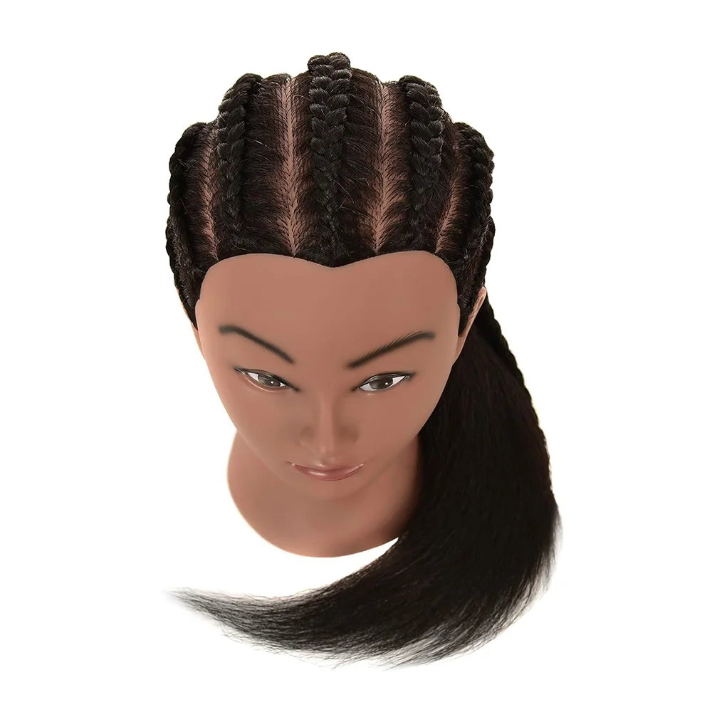 14inches African Mannequin Head With Real Hair Afro Heads Professional Styling Braiding Training Hairart Barber Hairdressing