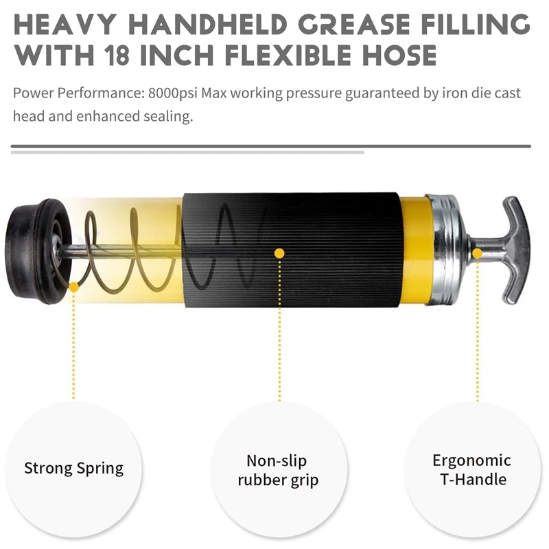 

B0a-t8000 PSI Heavy Handheld Grease Filling with 18 Inch Flexible