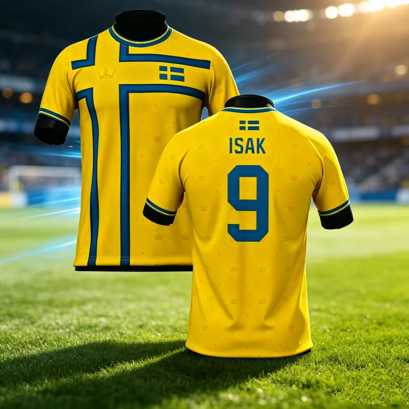 Summer New Sweden Isak Style Football Jersey Sports Quick-Drying Outdoor Short Sleeve T-shirt Training Special Family Kids Tees