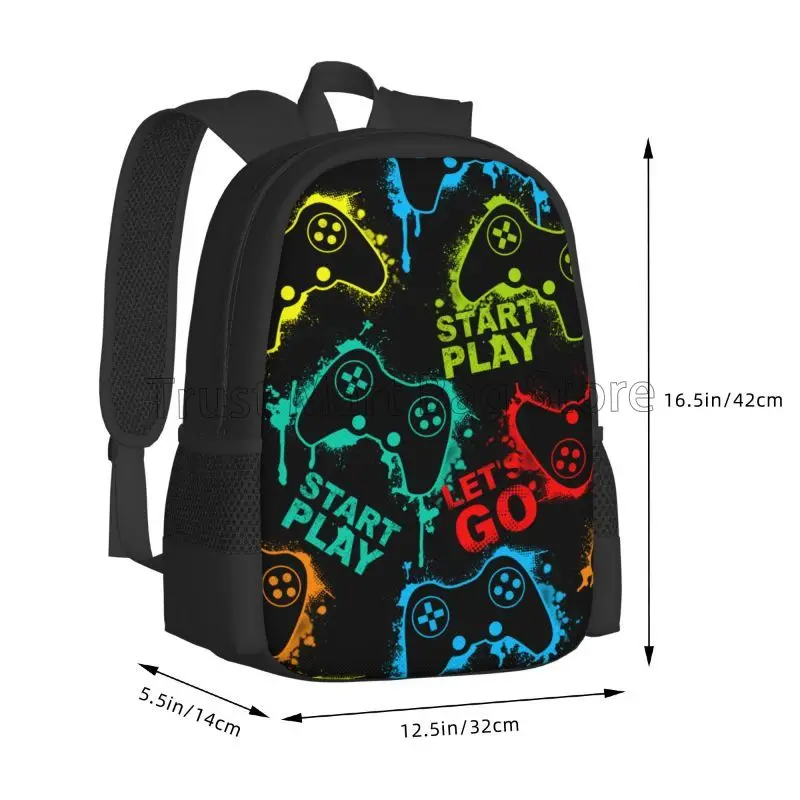 Video Game Kids Backpack Joystick Game Gamer School Bookbags Daypack Bag Water Resistant Children Backpacks Travel Daypacks