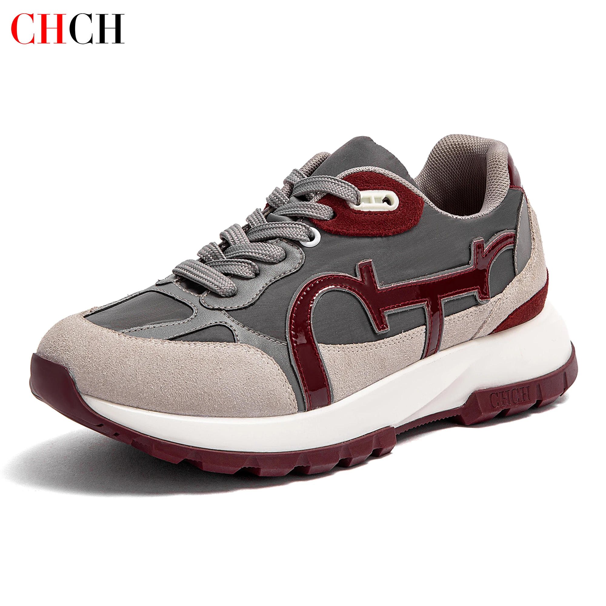 CHCH Men's Tennis Shoes 2024 Cow Leather Mesh Panel Outdoor Sports Shoes