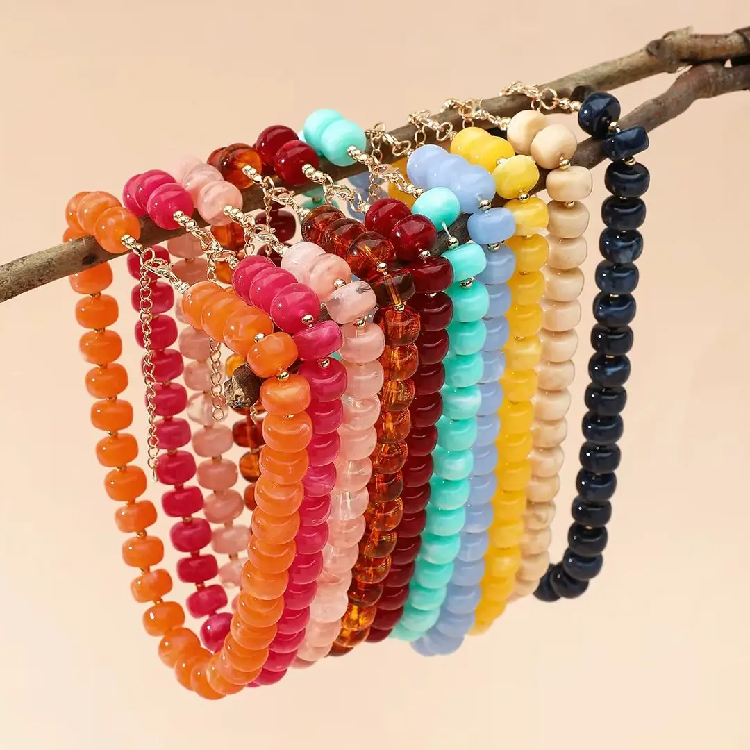 

Colorful Round Beads Necklace Fashion Resin Geometric Beads Choker Necklaces for Women Bohemia Jewelry Trendy Summer Gifts