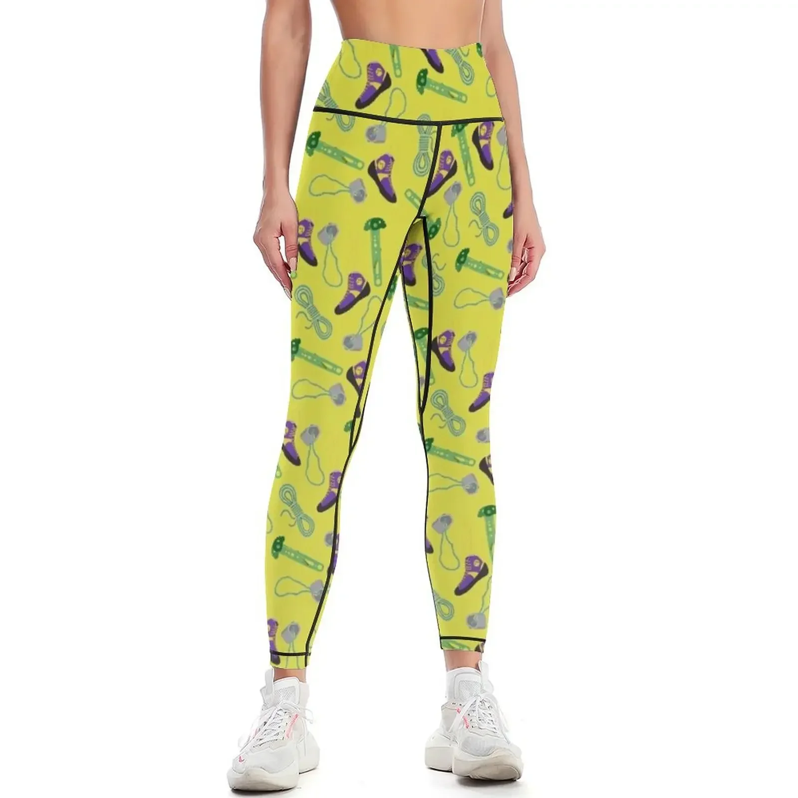 

Retro climbing gear pattern Leggings trousers Women sportwear gym womans flared Womens Leggings