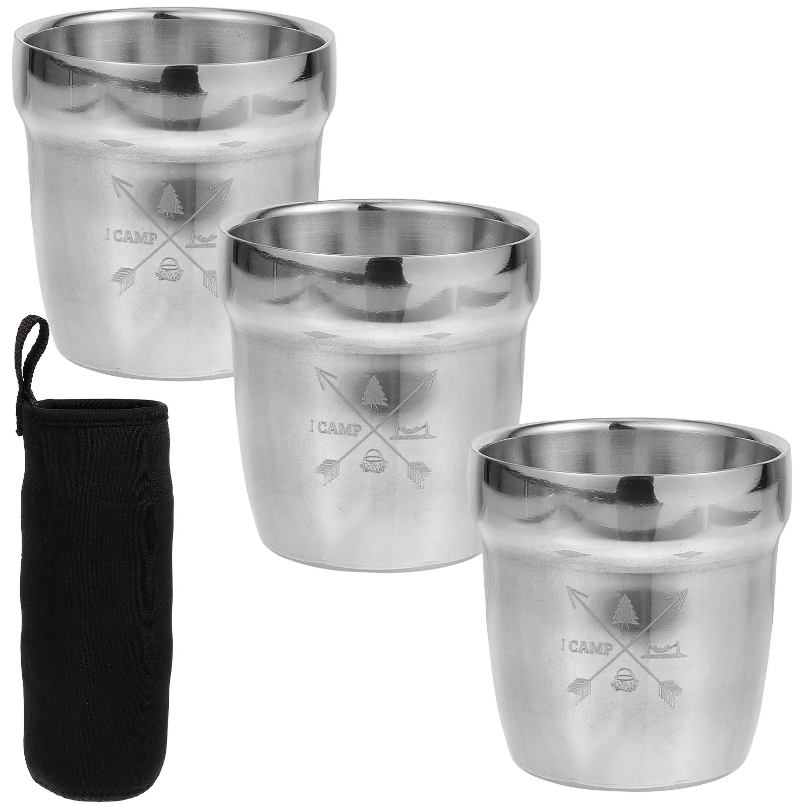 1 مجموعة المحمولة كوب ماء من الفولاذ المقاوم للصدأ 500 مللي القهوة القدح للتخييم في الهواء الطلق السفر دائم المعادن شرب بهلوان المطبخ بار #3