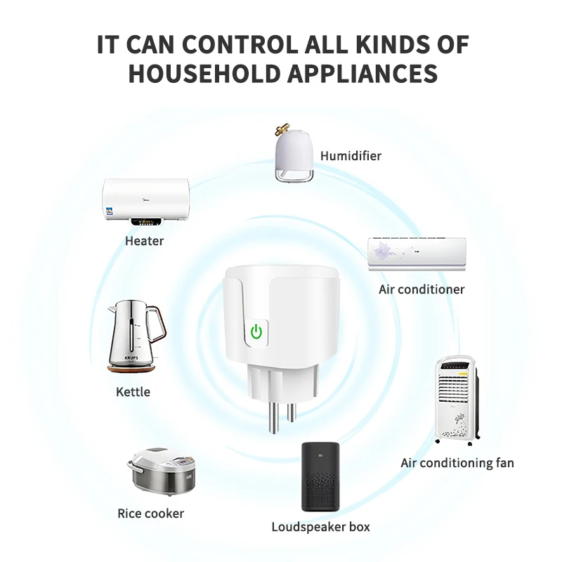 AUBESS 20A Tuya WiFi EU Smart Plug Smart Home, Casa Intelligente Monitor di Alimentazione Presa Senza Fili di Controllo Vocale A Distanza Alexa