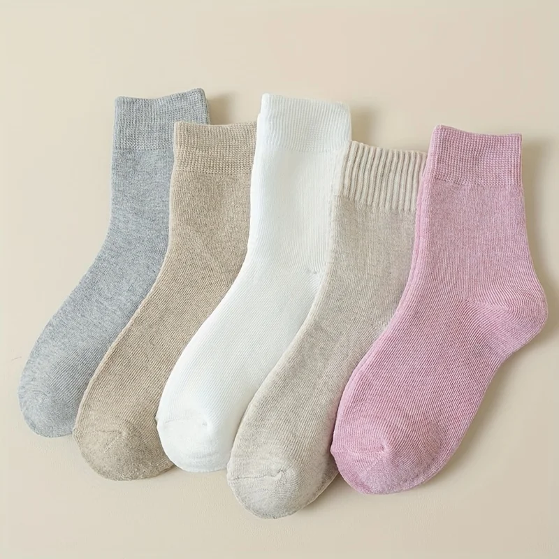 8/4/1 Double Stocking Children's Autumn and Winter Collection Solid Color Woolen Circle Middle Tube Socks Ins Trendy Versatile