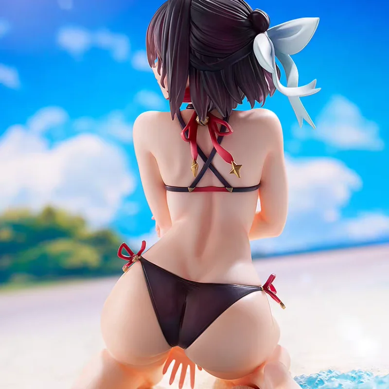 In Stock 22cm Short Hair Black Bikini Girl Ornament Beach Seaside Scene Desktop Collectible Decor Gift