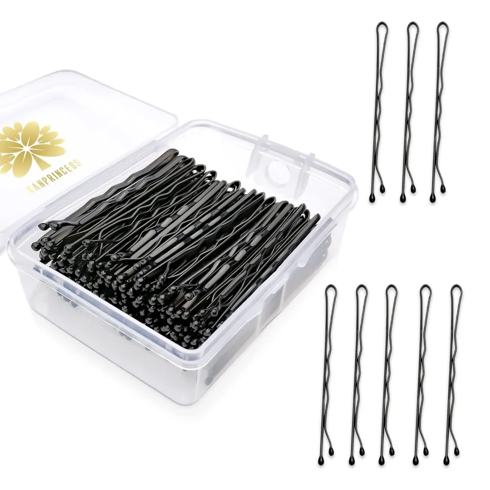 

100PCS 2Inches Hair Pins Kit Secure Hold Bobby Pins Clips for Women Girls and Hairdressing Salon With Clear Storage Box(Black)